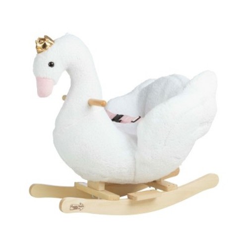 Plush Swan Rocking Horse, White