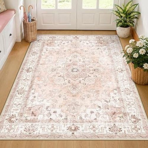 CAPALOCA 3x5 Washable Nursery Girls Low Pile Area Rug Pink