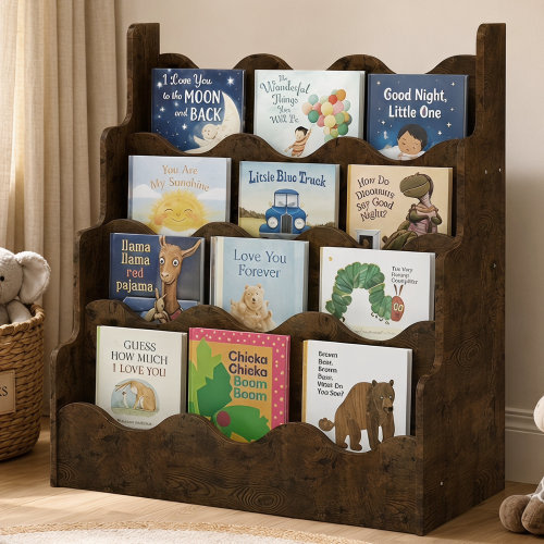 Trinx 4-Cubby Wave Design Bookcase | Wayfair