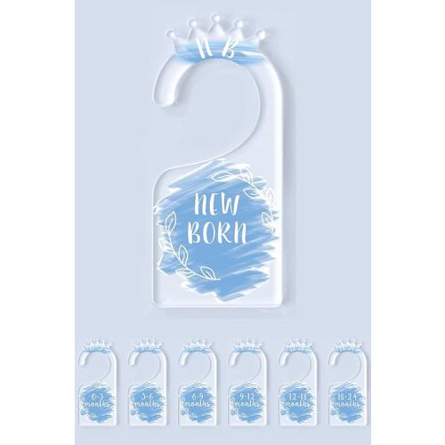 OneDream Baby Closet dividers Hanger separators - Set of 7 Baby Clothes dividers for Closet from Newborn to 24 Months, Acrylic Infant Clothes Divider (Blue)