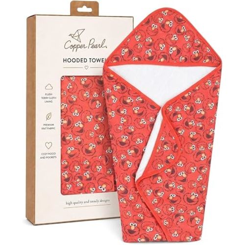 Copper Pearl Hooded Bath Towels Premium Knit/Terry Cloth Baby Towels with Hood, Pockets, and Cool Designs - Great to Gift and Make Bath Time Fun - Baby Bath Towel, Elmo