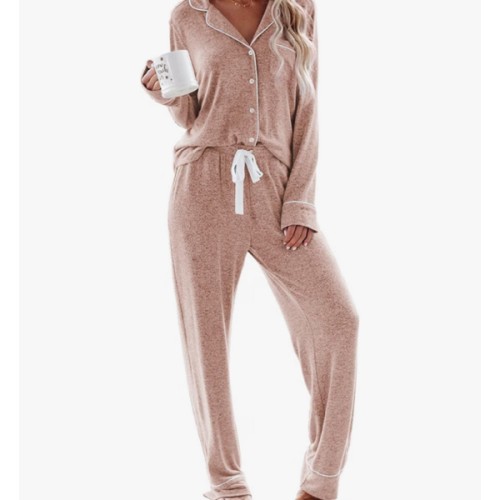 Aamikast Women's Pajama Sets Long Sleeve Button Down Sleepwear Nightwear Soft Pjs Lounge Sets