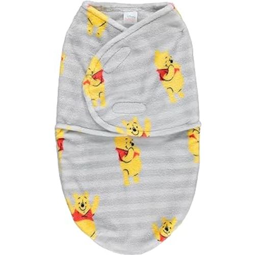 Disney Winnie The Pooh Single Ply Baby Swaddle Sack, Easy Wrap Infant Swaddling Blanket, Soft Comfort Swaddler/Hospital Swaddles for Newborns, Stripe