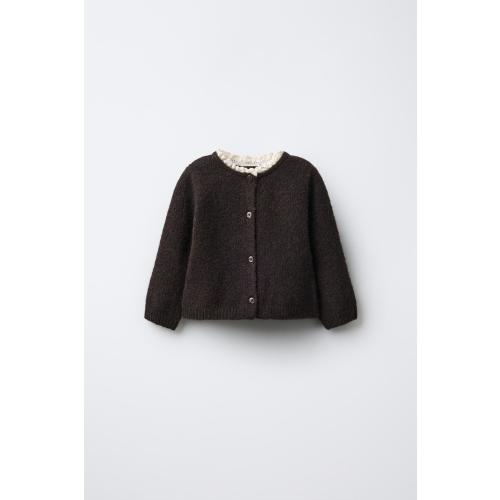 2-IN-1 LACE KNIT CARDIGAN WITH WOOL - Brown | ZARA United States