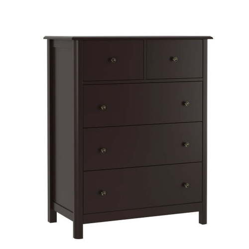 Homfa Dresser of 5 Drawers, Dresser Chest with Easy Pull Handle for Bedroom, Living Room, Brown