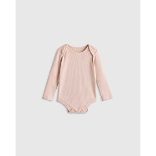 Softest Rib Long Sleeve Bodysuit  in Peach Blush