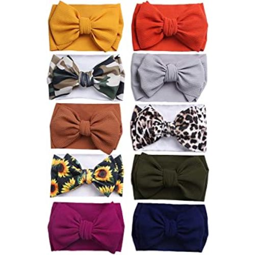 KIDOCHEESE Oversized Nylon Baby Head Wraps - Large Bows Hair Accessories for Newborn, Infant, and Toddler Girls