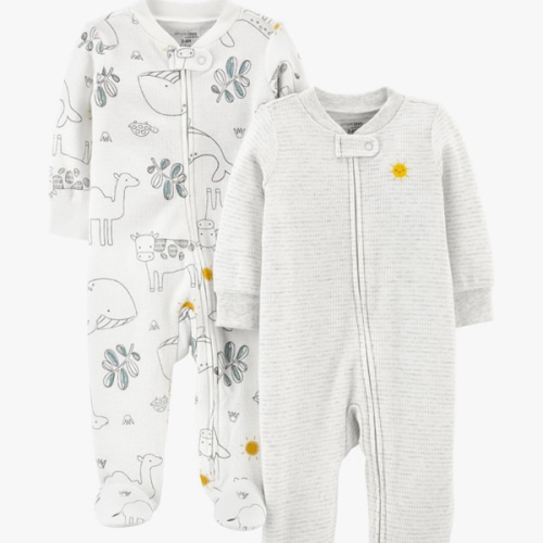 Simple Joys by Carter's Baby 2-Way Zip Thermal Footed Sleep and Play, Pack of 2