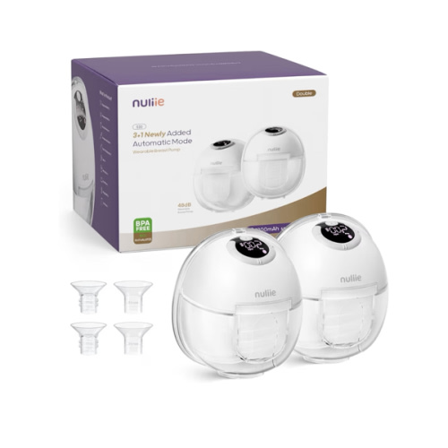 Nuliie Hands-Free Breast Pump, Wearable Breastfeeding Pump 4 Modes 9 Levels with 18/21/24MM Flange, Electric Breast Pump Portable, Replaced Pumping Accessories Included (2 Packs, White)