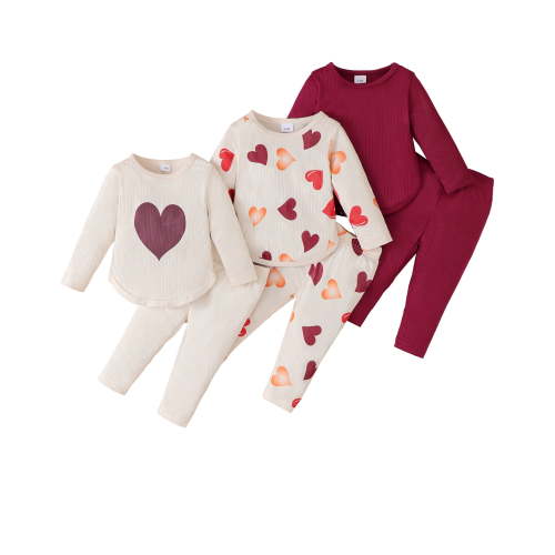 3 Months Baby Girls Clothes 6 Months Girls 3 Pack Fall Winter Outfits Infant Girl Long Sleeve Top Pants 6PCS Clothing Set Red