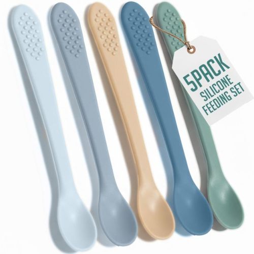 Baby Spoons - Infant Spoons First Stage - Silicone Baby Spoon For Self Feeding - First Stage Baby Feeding Spoon Set Gum Friendly - BPA Free