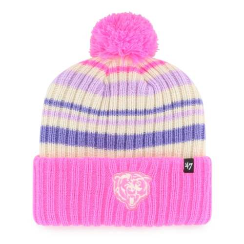Youth '47  Pink Chicago Bears Snow Fort Cuffed Knit Hat with Pom