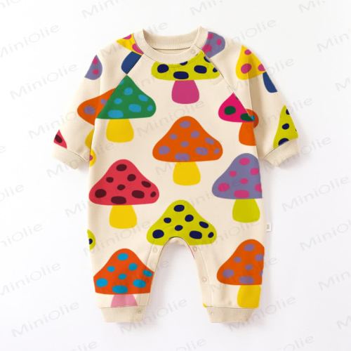 Baby Toddler Colorful Mushroom Beige Romper
