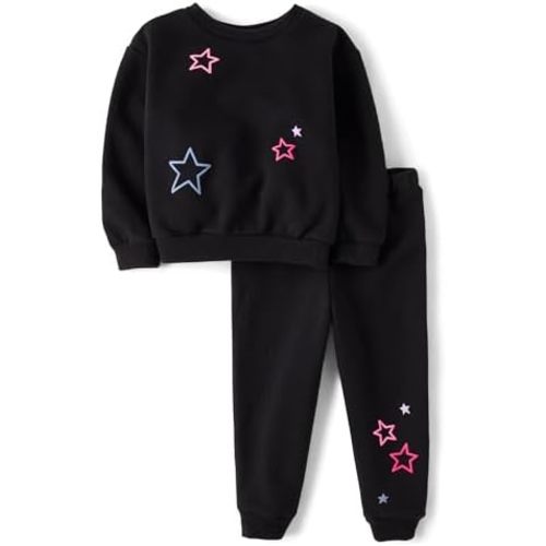 The Children's Place Baby Girls' And Toddler Long Sleeve Active Shirt and Pant, 2 Piece Outfit