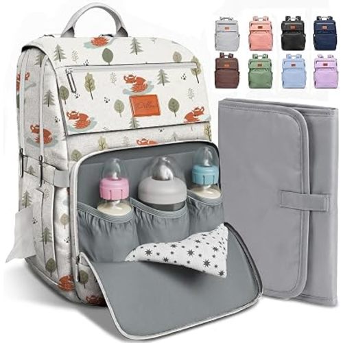 PILLANI Baby Diaper Bag Backpack - Baby Bag for Boys & Girls, Toddler Backpack, Large Capacity Travel Diaper Bags w/Changing Pad, Waterproof Diaper Backpack - Best Shower Gifts for Boys - Baby Stuff