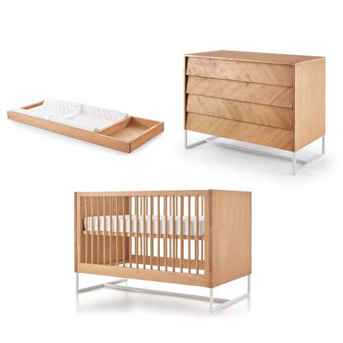 Boho Noah Crib, Dresser and Changing Tray Nursery Set in Hazelnut – Simply Nursery