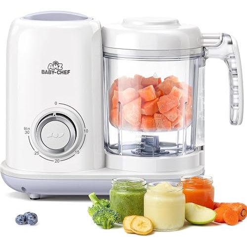 AMZBabyChef Baby Food Maker Blender: 4-in-1 Steamer and Puree Processor