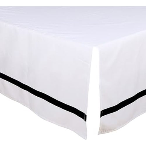 White Tailored Crib Dust Ruffle with Black Stripe by The Peanut Shell