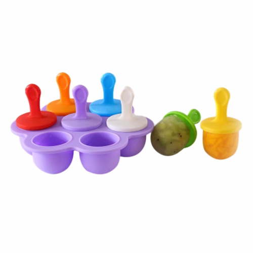 Mini Silicone Popsicle Mold, 7-cavity DIY Ice Mold with Colorful Plastic Sticks, Popsicle Makers for Egg Bites, Lollipop and Ice Cream Mould, Baby Food Storage Container, BPA Free