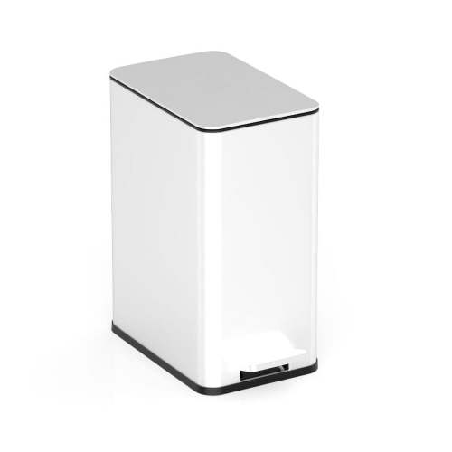 Nine Stars Step-On Bathroom Trash Can, 3 Gallon stainless steel, Pedal open, Hands-free Soft Close lid Garbage bin, White