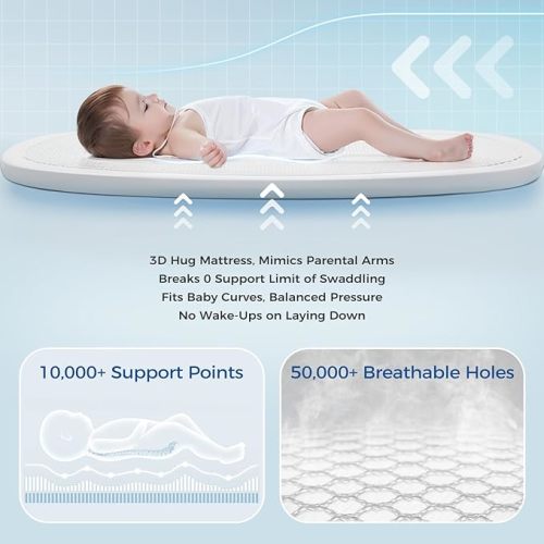 Evoceler Baby Swaddle Sleep Sack - 1.0 TOG Swaddle with Temperature Monitor & Supportive Mattress, Organic Cotton Wearable Blanket, Soft and Breathable, Reduces Startle Reflex