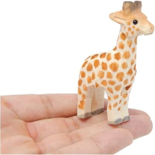 Selsela Hand-Carved Wooden Giraffe Figurine - Statue Sculpture Miniature Safari Zoo Small Animal Artisan Carving for Home Decor & Nature-Inspired Collector Gift