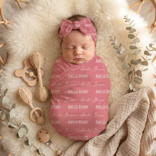 Baby Swaddle Blanket, Newborn Headband Hat & Bow Set, Baby Name Sign Blanket, Babyshower Customized Name Gift, Personalized Swaddle Sets
