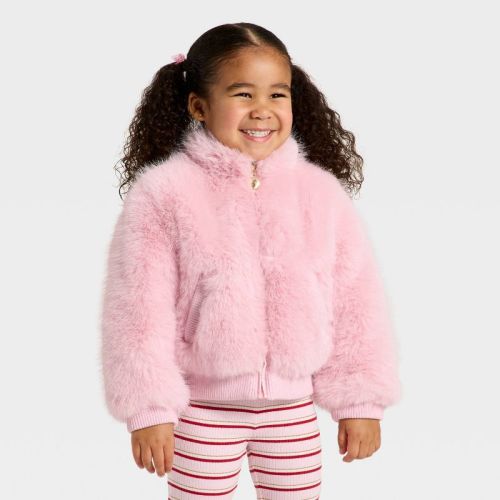 Toddler Girls' Faux Fur Bluson Jacket - Cat & Jack™ Pink 18M