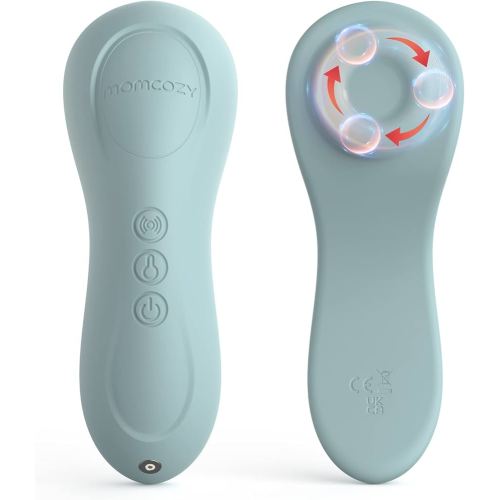 Momcozy Rolling Lactation Massager with Heat, 3-in-1 Real-Like Massage for Relieve Clogged Ducts, Breast Massager Warming for Breastfeeding, Improve Milk Flow, Blue-Green