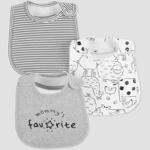 Carter's Just One You® Baby 3pk 'Mommy's Favorite' Bib - Gray One Size