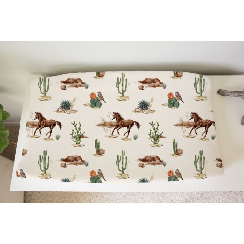 Cowboy Changing Pad Cover, Diaper Changing Cover, Horse Themed Nursery, Cactus Nursery, New Mom Gift, Western Crib Bedding, Cowboy Baby Gift