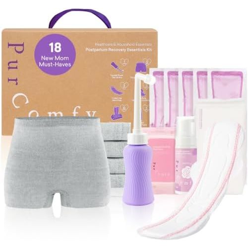 PurComfy 18 Pcs Postpartum Essentials Recovery Kit for New Mom