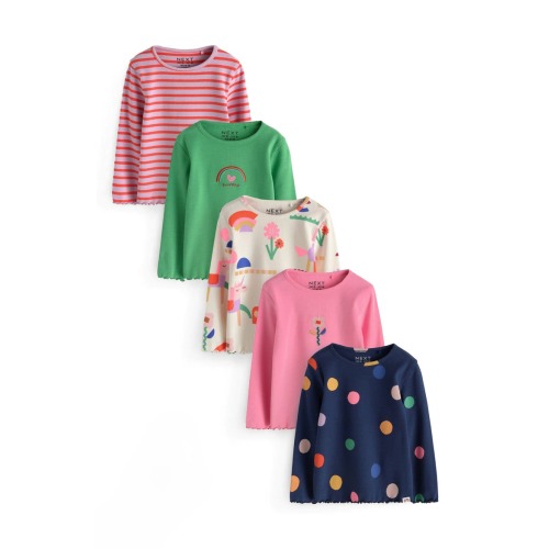 Kids' Rib Assorted 5-Pack Long Sleeve Top