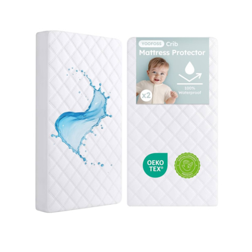 Yoofoss Waterproof Crib Mattress Protector 2 Pack, Quilted Crib Mattress Pad Cover Ultra Soft and Breathable, Machine Washable Toddler Mattress Protector for Standard Baby Crib Size 52''x28''