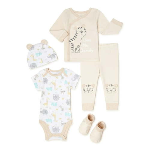 Garanimals Newborn Baby Boy, Baby Girl, & Unisex Shower Gift Set, 5-Piece, Newborn-6/9 Months