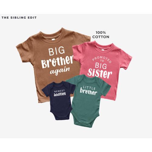 Matching Sibling Big Little Shirts | Promoted to Big Sister Brother Again Baby Reveal Shirts