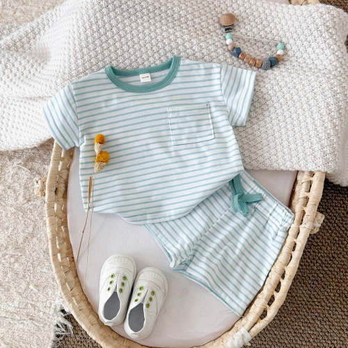 Teal Stripe Shorts Set | RYAN AND REMI