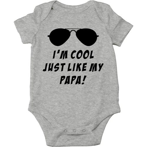 AW Fashions I'm Cool Just Like My Papa Baby Bodysuit Funny Cute Adorable Infant Romper Outfit Boys Girls - 6 Months - Sports Grey
