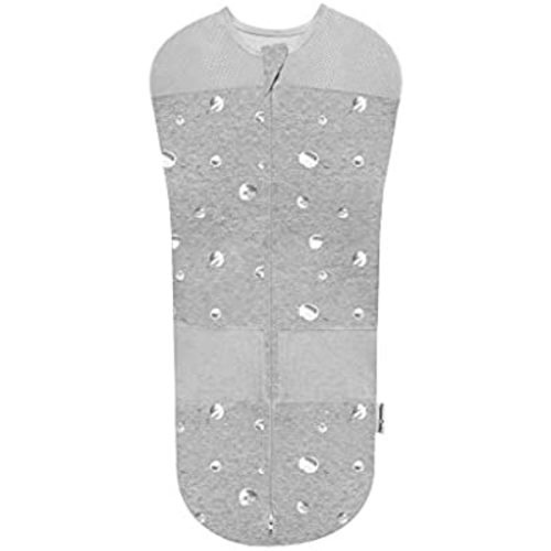Happiest Baby Sleepea 5-Second Swaddle - 100% Organic Cotton Baby Swaddle Blanket - Doctor Designed Promotes Healthy Hip Development - Prevents Accidentally Scratching Face (Graphite Planets, Small)