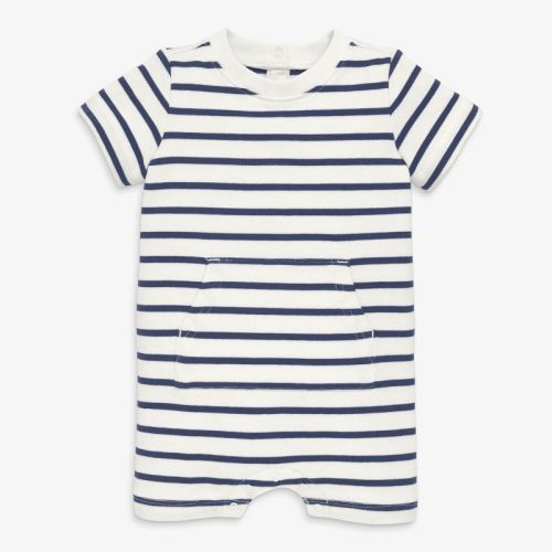 Primary Baby Sweatshort Shortie In Stripe In Sunwashed Navy Ivory Stripe Size 0-3 Months