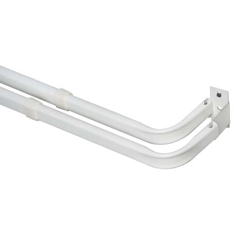 Mainstays Metal Wrap Around Double Curtain Rod, Adjustable 28-48 Inches, White Finish