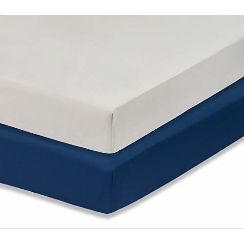 Everyday Kids 2-Pack Fitted Crib Sheets, 100% Soft Breathable Microfiber Baby Sheet, Fits Standard Size Crib Mattress 28in x 52in, Navy Nursery Sheet and Gray Nursery Sheet
