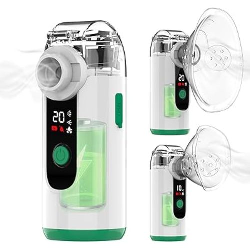 Hand-held Nebulizer for Respiratory System, Portable Nebulizer with Self-Clean Mode, Rechargeable Nebulizer for Home Office Travel