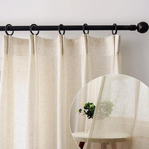 92 Inch Sheer Curtains Natural Linen Curtains 92 Inches Long Custom Pinch Pleat Curtains Neutral Curtains & Drapes Textured Rustic Modern Farmhouse Decor Window Treatments Cream Beige