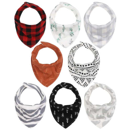 Bandana Baby Drool Bibs, Unisex, Cotton, 8-Pack, Neutrals