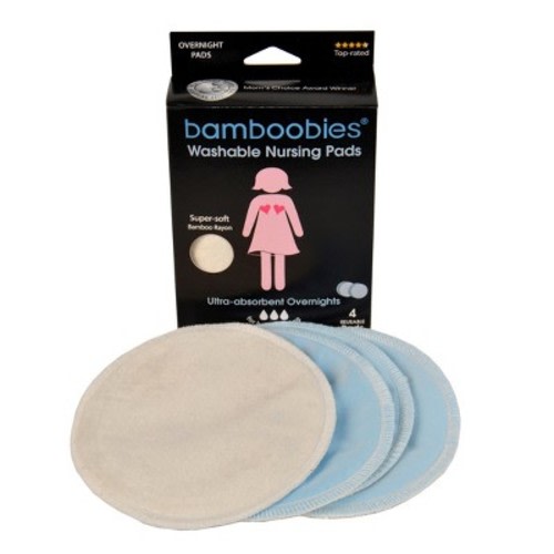 Bamboobies Ultra-Absorbent Overnight Washable Nursing Bra Pads - 4pk