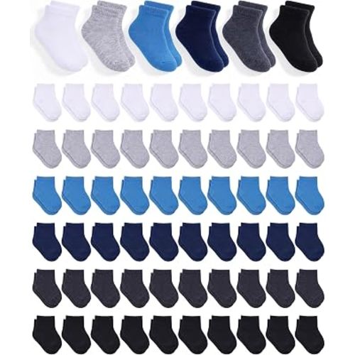 Jecery 60 Pairs Baby Socks Infant Socks Bulk for Newborn Baby Boys Girls Kids Toddler Unisex Low Cut Anklets Pure Cotton
