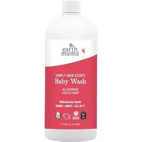 Earth Mama Simply Non-Scents Baby Wash - Foaming Hand Soap & Body Wash for Sensitive Skin - 34 fl oz - Infant Essentials - Fragrance-Free