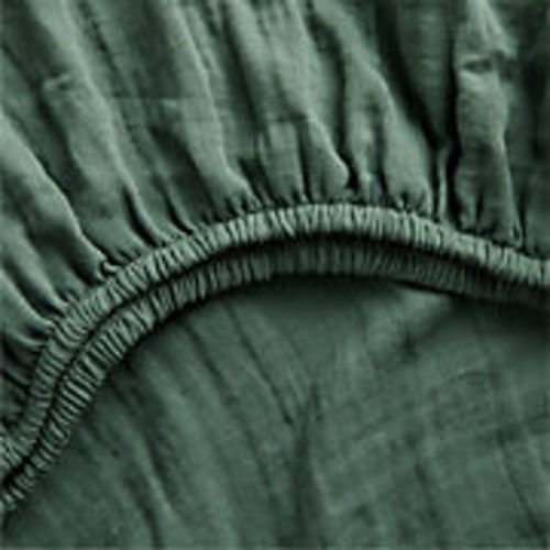 Supersoft Pine Green 100% Organic Cotton Gauze Baby Crib Fitted Sheet + Reviews | Crate & Kids