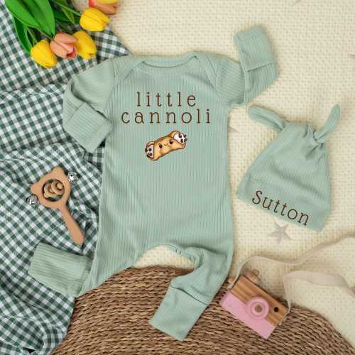 Little Cannoli Baby Bodysuit, Cute Pastry Baby Outfit, Italian Food Baby Clothes, Custom Newborn Outfit, Italian Baby Gift, Baby Shower Gift